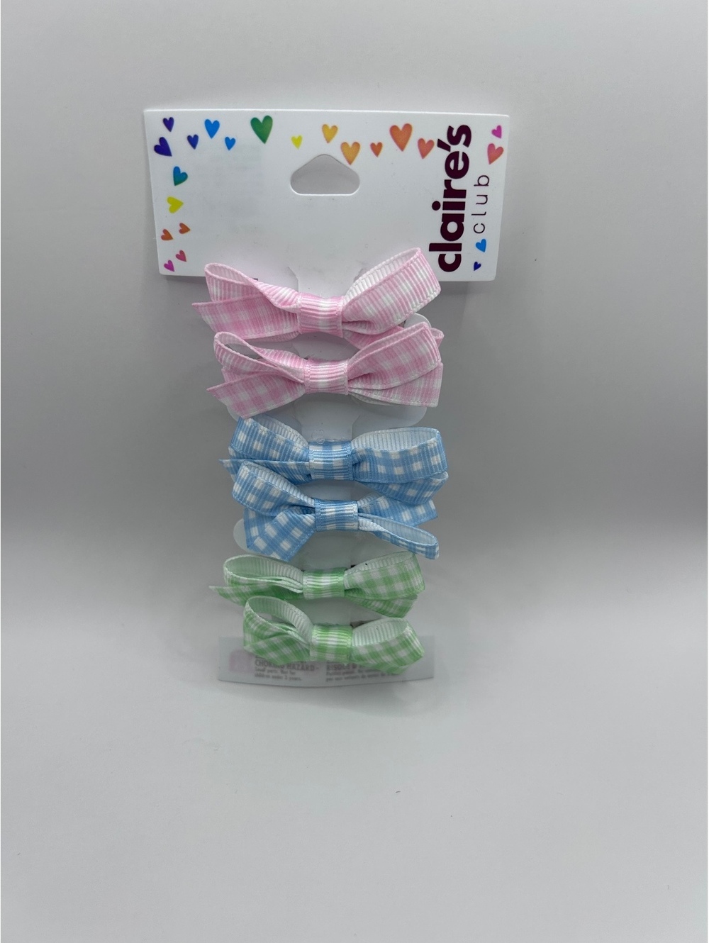 Set of 4 Gingham Bow Hair Clips in Pink, Blue, and Green